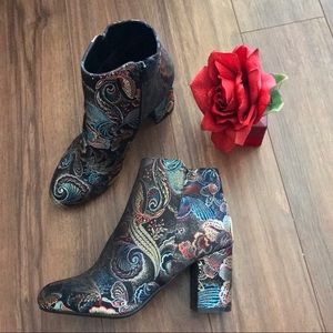 Floral silk bootie